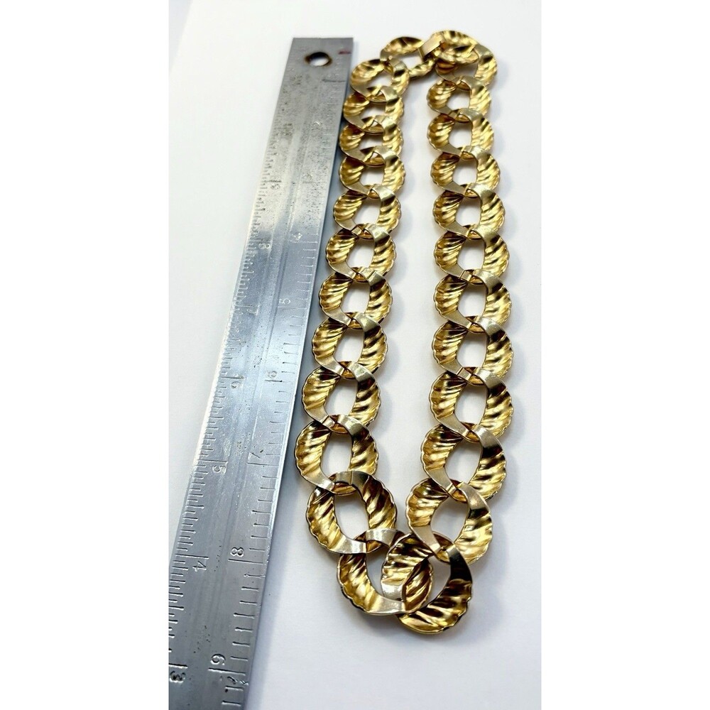 Vintage Estate Gold Tone Chunky Rope Link Collar Necklace Bold Statement Chain - Picture 4 of 4